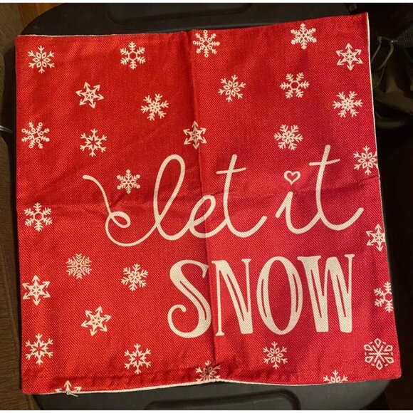 Set of 4 Christmas Farmhouse Throw Pillow Covers Zipper Joy Hello Winter Snow - Picture 4 of 6
